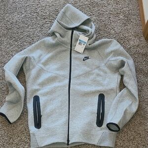 Nike Tech Light Gray Hoodie with Black Accents